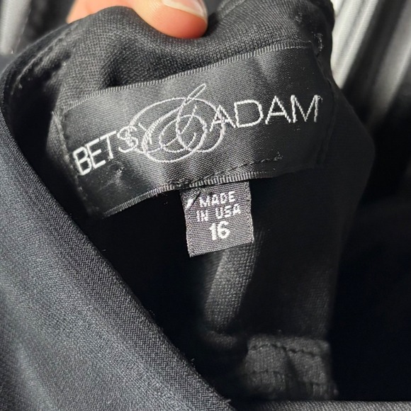 Betsy Adam Black Halter Neck Ruffle Tiered Formal Evening Gown Sz 16 Prom Dance - Picture 5 of 8